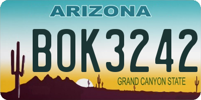 AZ license plate BOK3242