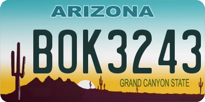 AZ license plate BOK3243