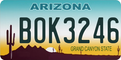 AZ license plate BOK3246