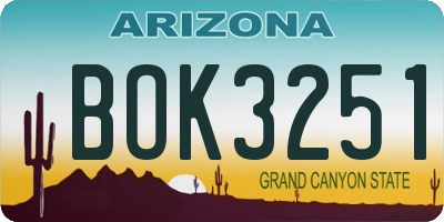 AZ license plate BOK3251