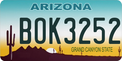 AZ license plate BOK3252
