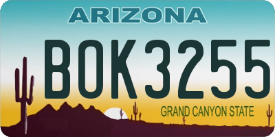 AZ license plate BOK3255