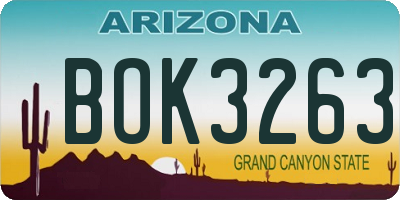AZ license plate BOK3263