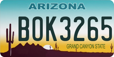 AZ license plate BOK3265