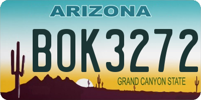 AZ license plate BOK3272