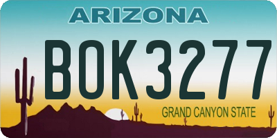 AZ license plate BOK3277