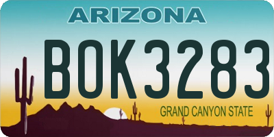 AZ license plate BOK3283