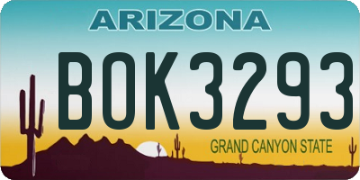 AZ license plate BOK3293