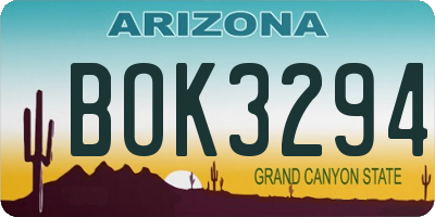 AZ license plate BOK3294