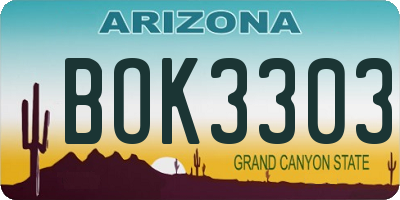 AZ license plate BOK3303