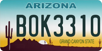 AZ license plate BOK3310