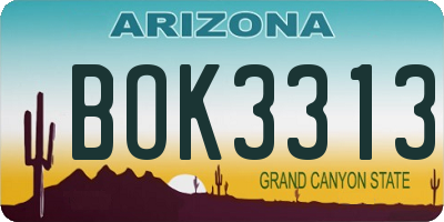 AZ license plate BOK3313