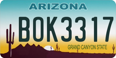 AZ license plate BOK3317