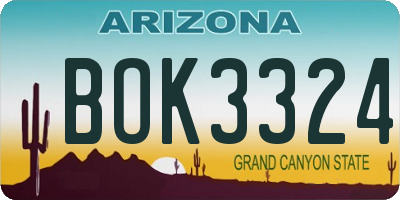 AZ license plate BOK3324