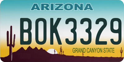 AZ license plate BOK3329