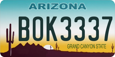AZ license plate BOK3337