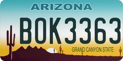 AZ license plate BOK3363