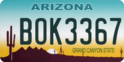 AZ license plate BOK3367