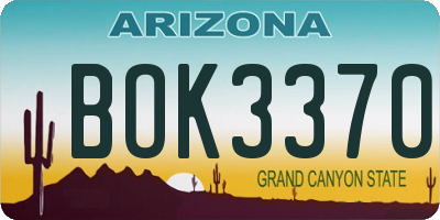 AZ license plate BOK3370