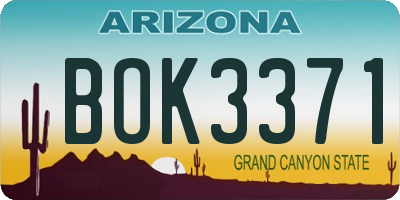 AZ license plate BOK3371