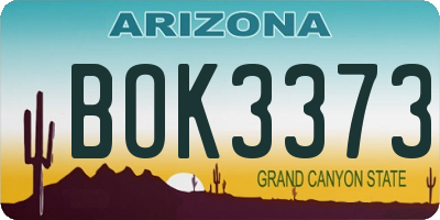 AZ license plate BOK3373