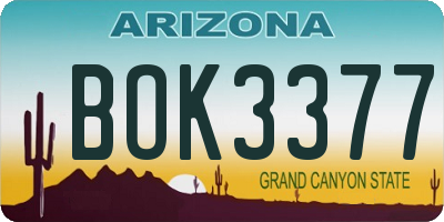 AZ license plate BOK3377