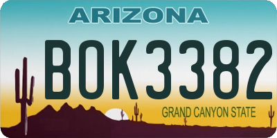 AZ license plate BOK3382