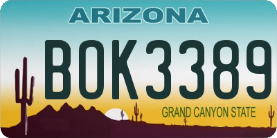 AZ license plate BOK3389