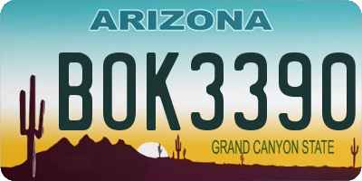AZ license plate BOK3390
