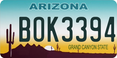 AZ license plate BOK3394