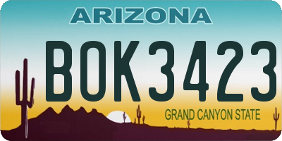 AZ license plate BOK3423