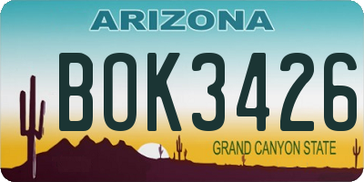 AZ license plate BOK3426