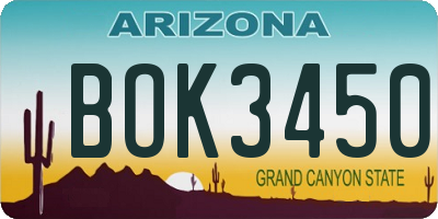 AZ license plate BOK3450