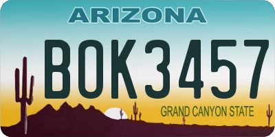 AZ license plate BOK3457