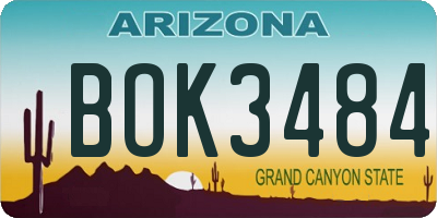 AZ license plate BOK3484