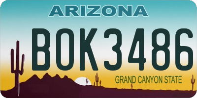 AZ license plate BOK3486