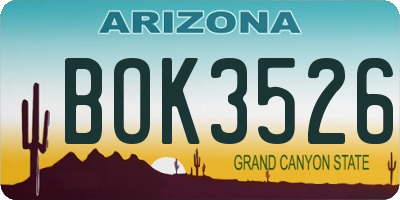 AZ license plate BOK3526