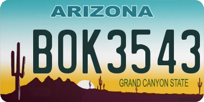 AZ license plate BOK3543