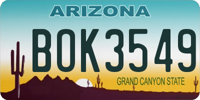 AZ license plate BOK3549