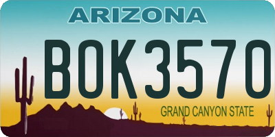 AZ license plate BOK3570