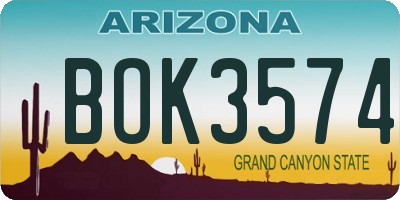 AZ license plate BOK3574