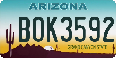 AZ license plate BOK3592