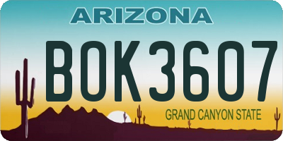 AZ license plate BOK3607