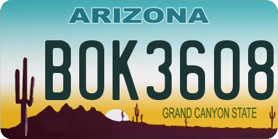 AZ license plate BOK3608