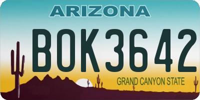 AZ license plate BOK3642