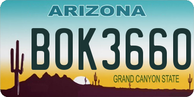 AZ license plate BOK3660