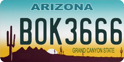 AZ license plate BOK3666