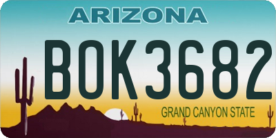 AZ license plate BOK3682