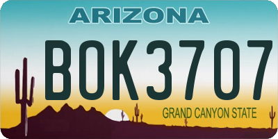 AZ license plate BOK3707