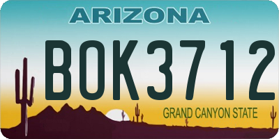 AZ license plate BOK3712